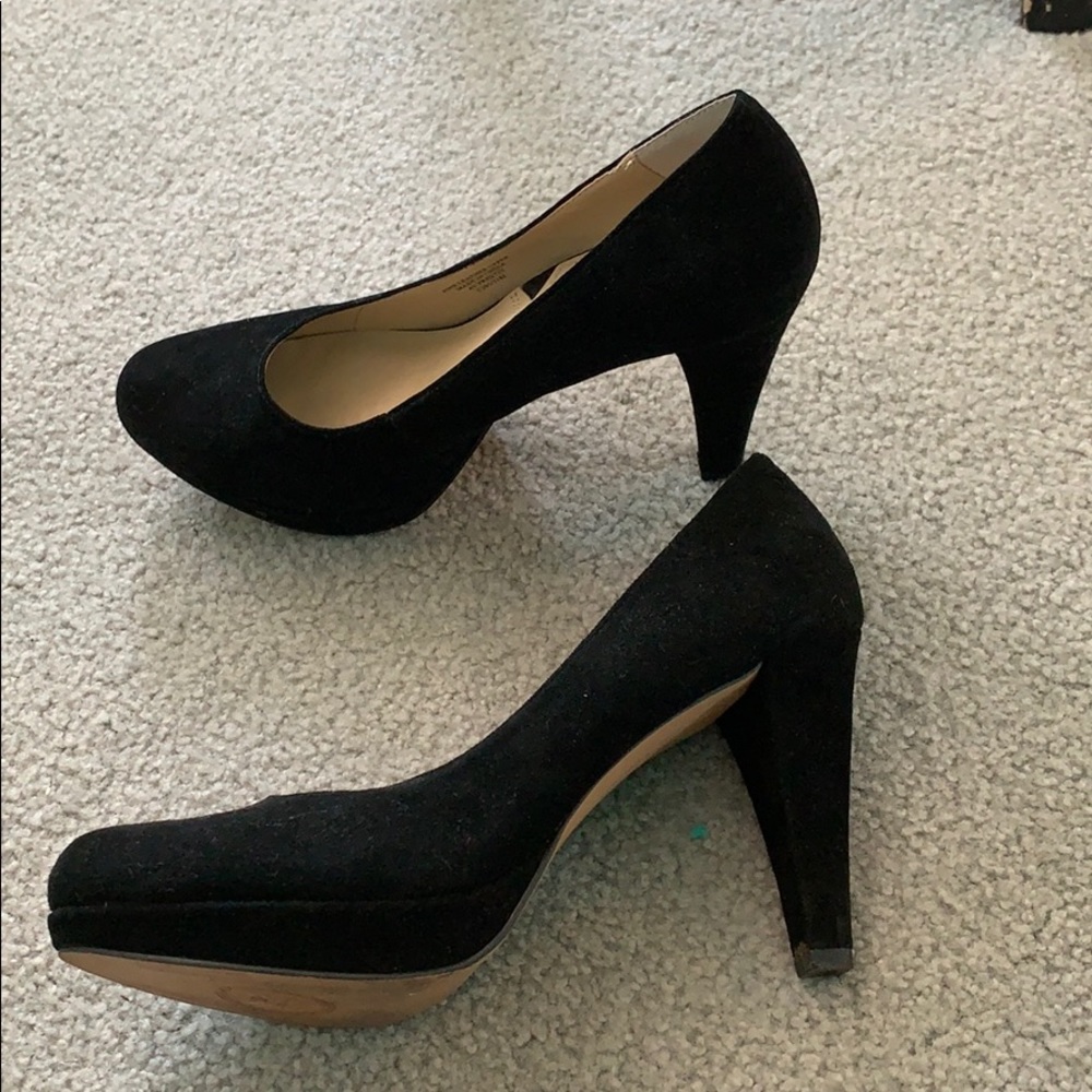 Black suede heels